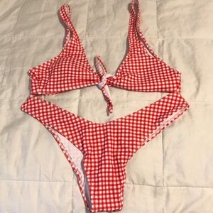 ASOS red gingham bikini. Size M.
